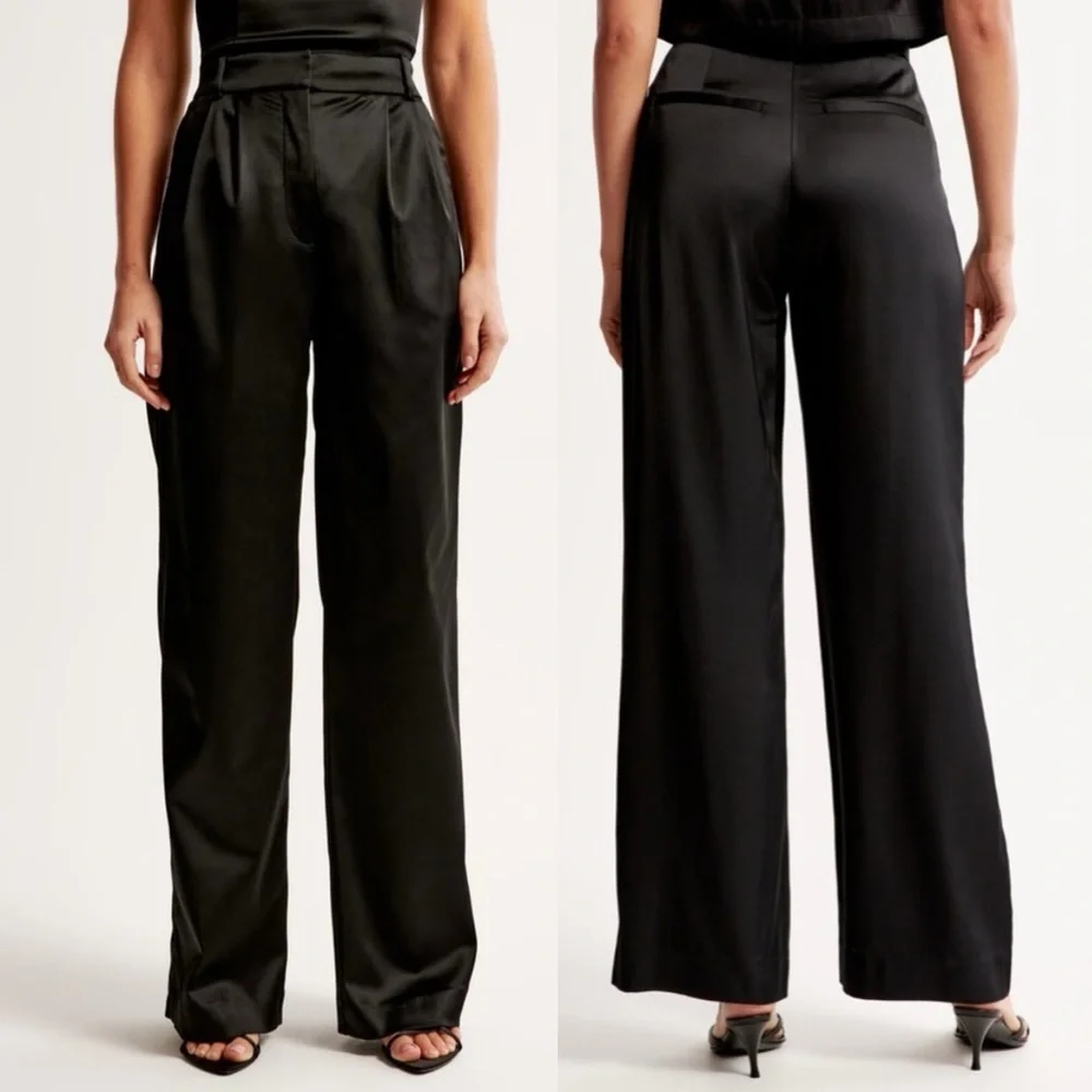New with Tags Abercrombie & Fitch Sloan Tailored
Pant Satin in Black Size 8 - Picture 1 of 11
